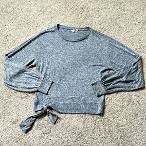 Women’s GAP grey lightweight sweater with waist tie. Size S Tall